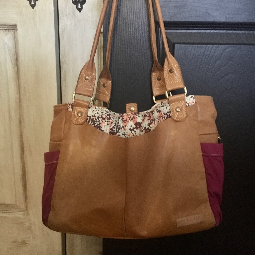 Brown leather and canvas Better Life Bag Linda
